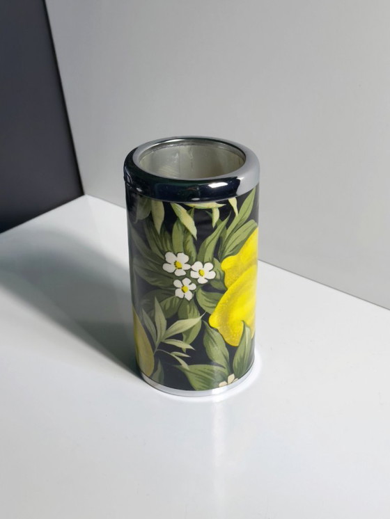 Image 1 of Vintage Italian bottle cooler, champagne cooler, lemon Dolce Vita 80s lime