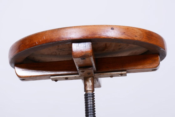 Restored Bauhaus Piano Stool, by Mücke-Melder, Solid Beech, Chrome, Czech, 1930s – Metal, Wood (photo 8 of 9)