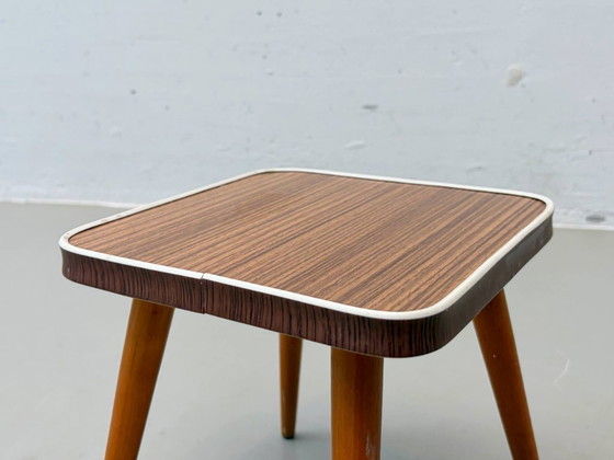 Image 1 of Postmodern plant stand / flower stool with wood veneer, 1970s–1980s