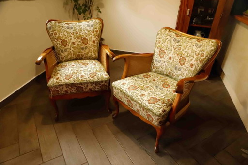 Set aus 2 deutschen Chippendale-Rohrsesseln von Adolf Wrenger