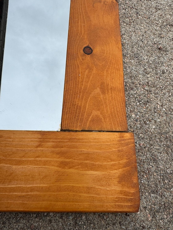 Pine wood Mirror 70s Charlotte PERRIAND style, Glass, Beige (photo 3 of 15)