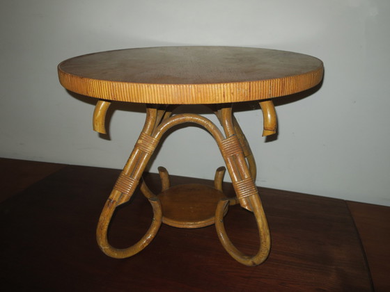 Image 1 of Table basse circulaire en bambou, 1960