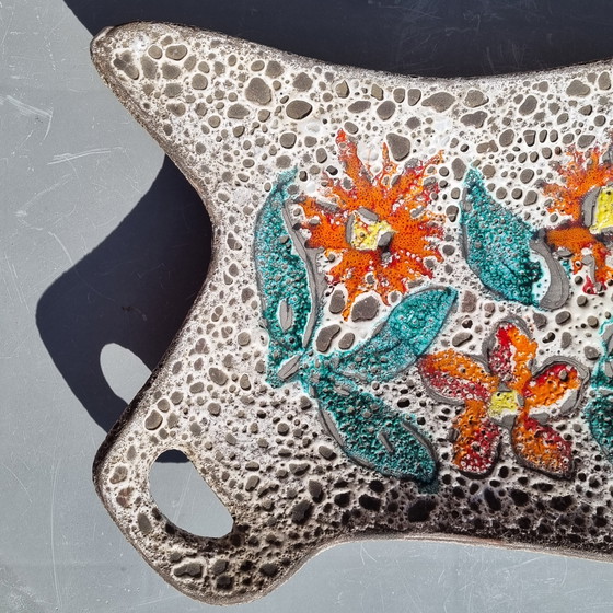 Image 1 of mid century Fat Lava flowers fruitschaal Vallauris France 