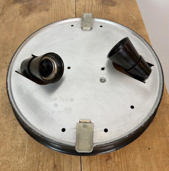 Lampada da Parete o Plafoniera Vintage in Vetro Latte, Anni '70, Plafoniere, Metallo, Bianco (foto 14 di 14)
