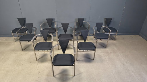 Postmoderne eetkamerstoelen van Belgo chrom, set van 10 - jaren 80