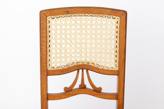 Image 1 of Silla de comedor belga antigua, silla de mimbre restaurada, silla de madera de haya, c. 1920