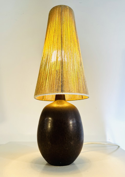 TISCHLAMPE AUS KERAMIK UND SISAL VON AGNE ARONSSON, SCHWEDEN, 1960er Jahre