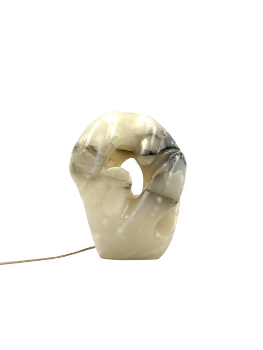 Sculpturale albasten tafellamp, Frankrijk 1980