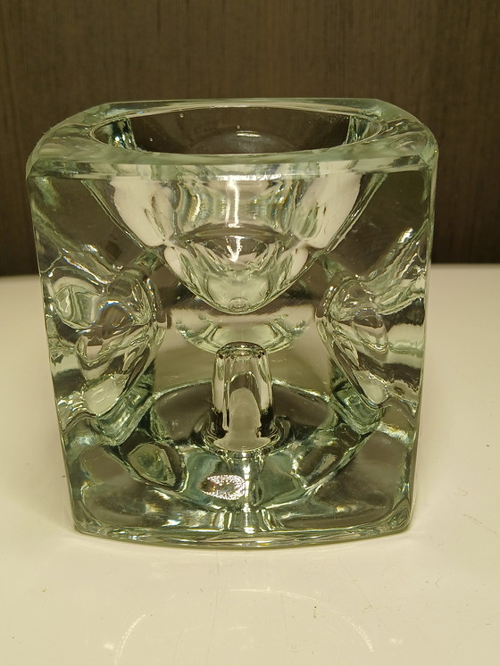 Image 1 of Portacandele a cubo in vetro in stile moderno di metà secolo