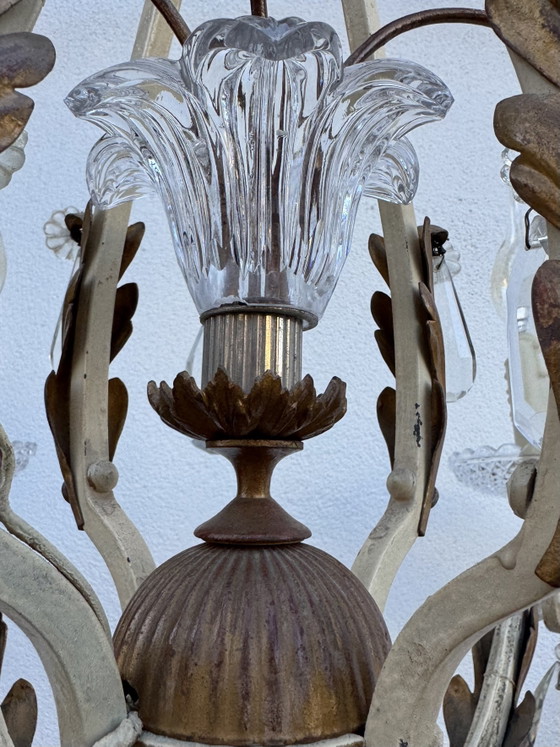 Lampadario in cristallo e ferro battuto con pendenti 1900 – Iron, Crystal (photo 2 of 15)