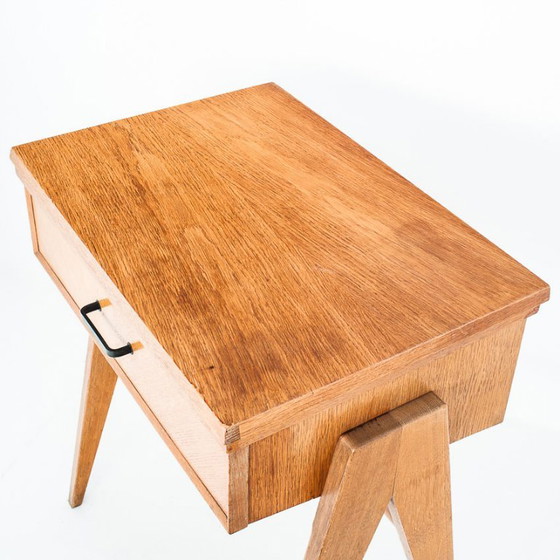 Consolle o tavolino vintage. Gambe oblique in rovere - Francia anni '60 – Console, Wood (photo 13 of 13)