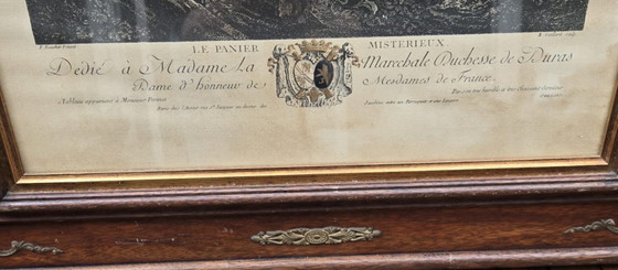Image 1 of Set of French Rococo reproduction engravings – heavy wooden frame