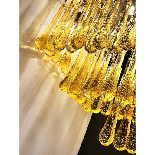 Indrukwekkende moderne amberkleurige Murano-glasdruppels uit het midden van de eeuw