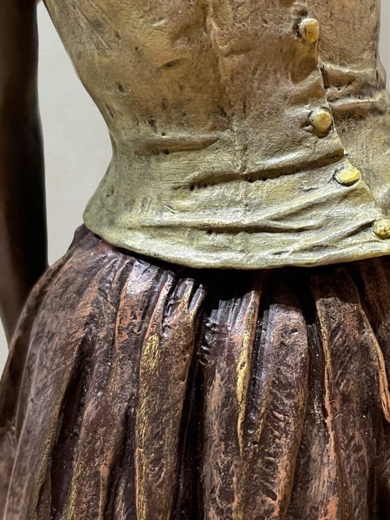 Image 1 of After Edgar Degas – Grande sculpture en bronze polychrome – Danseuse – Socle marbre – 38 cm - 5,4kg