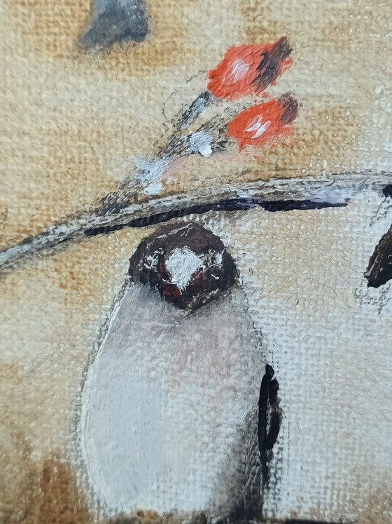 Pequeño Cuadro. Naturaleza Pájaros – Th. Coossens, Arte, Wood, Canvas (photo 8 of 9)