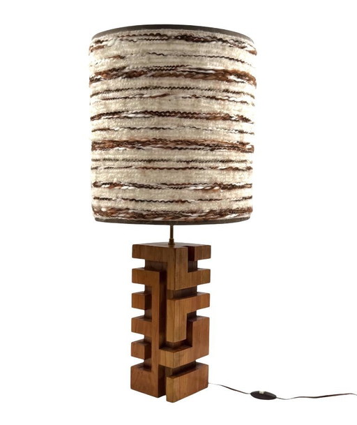 Hollywood regency wood table lamp, France 1970s