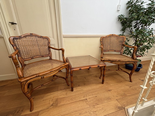 3x Giorgetti, Chippendale chinois, Hollywood Regency, Faux Bambou