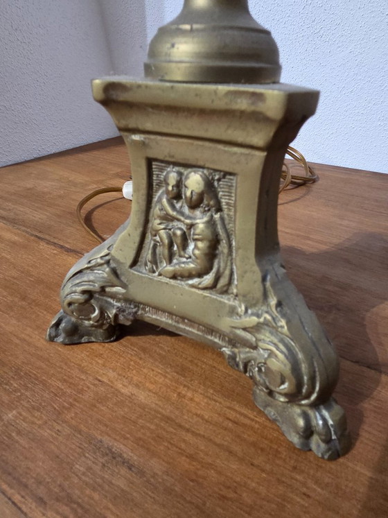 antieke kerkkandelaarlamp – Tafellampen, Messing (photo 2 of 5)