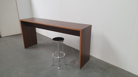 Image 1 of Tavolo da bar di design in legno di noce, tavolo in multistrato impiallacciato HPL