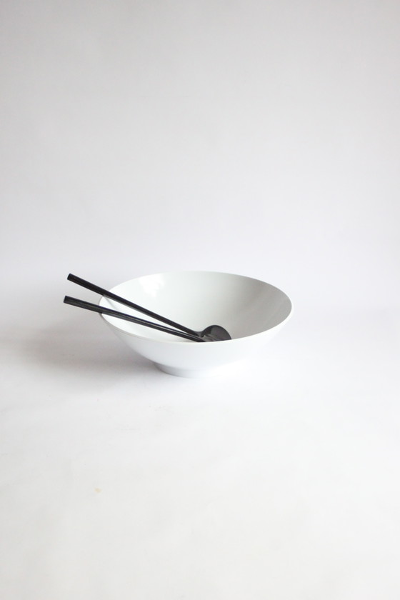 Image 1 of Melamine Salad Bowl and Spoons by Copco Taiwan, 1985. Postmodern Salad Spoons in Excellent Condition