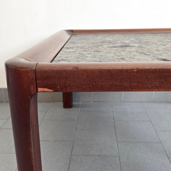 Image 1 of TABLE BASSE VINTAGE SCANDINAVE 1960 EN TECK PALISSANDRE & PIERRE DE SCHISTE 60S