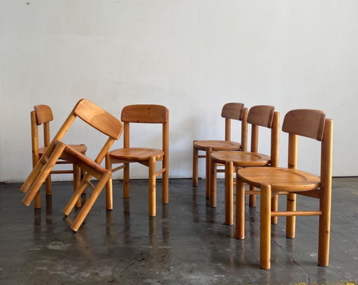 Satz von 6 Stühlen aus massivem Kiefernholz