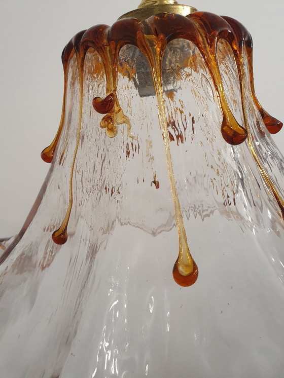 Image 1 of Murano Mazzega plafondlamp, vintage lamp van Murano-glas, hanglamp uit de jaren 70, Italië