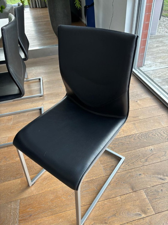 Willisau Dining chairs, black leather, Chrome, Modern (photo 6 of 11)
