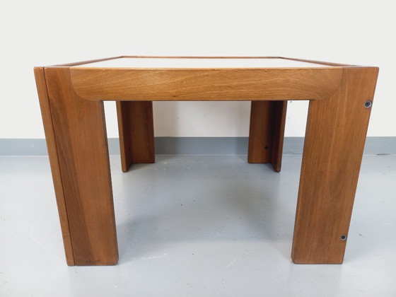 Image 1 of Vintage Italian square coffee table by Afra and Tobia Scarpa for Cassina in teak and walnut from the 60s 70s
