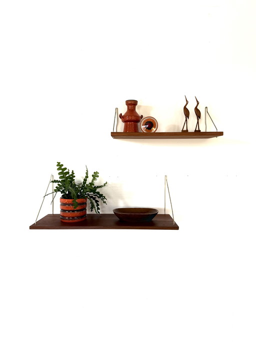 Ensemble de 2 panneaux muraux vintage en teck des années 60