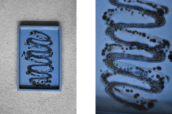 Image 1 of Plateau vintage en céramique bleue, Mid Century Scandinavian Modern, 1960s