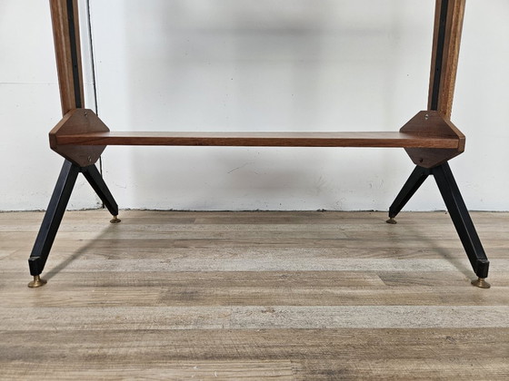 Image 1 of 1960s teak floor/sky bookcase with shelves and compartment