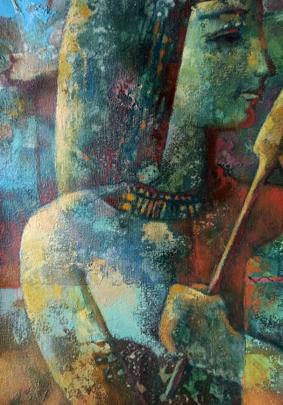 Original Oil Painting Abstract Figurative Girl Gifts to Pharaoh – Paintings & Drawings, Canvas (photo 5 of 13)