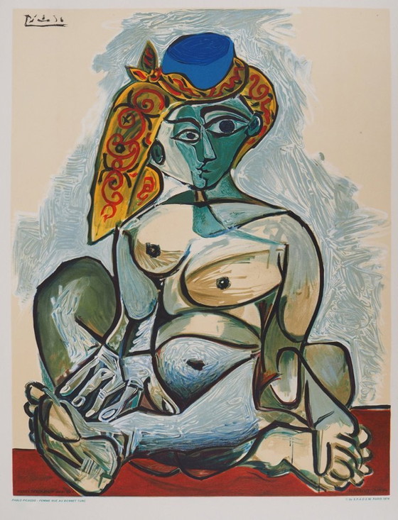 Image 1 of Pablo Picasso - Donna nuda con berretto turco 1974 - Stampa artistica