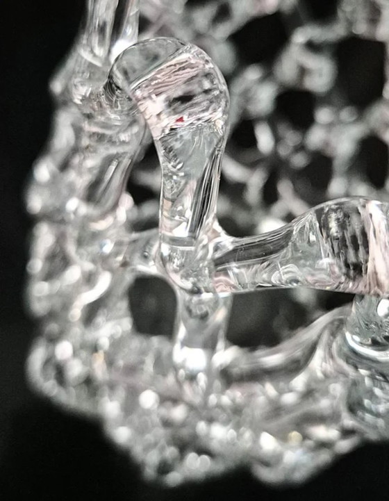 Image 1 of Murano-Glasvase aus der Mitte des 20. Jahrhunderts – Gittermuster aus Kristallglas im Art-déco-Stil