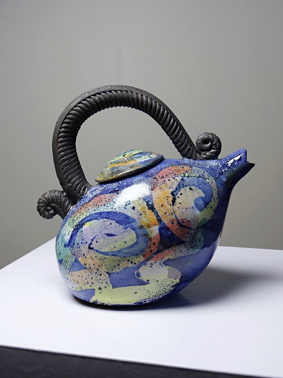 Image 1 of Terracotta teapot, US studio, 1950s-1970s, David Constantine White style