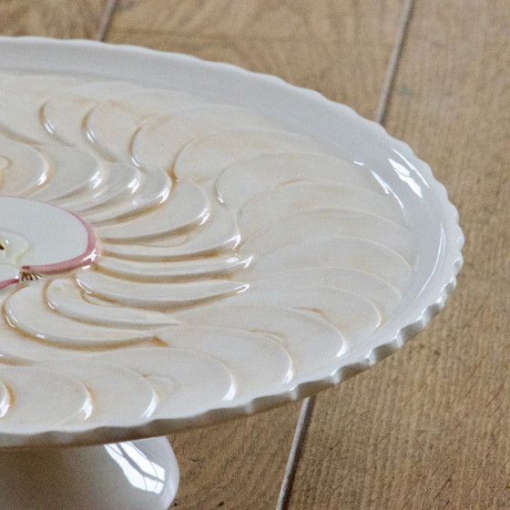 Image 1 of Large earthenware pie dish on a pedestal, apple pie