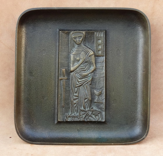 Image 1 of Schwere Bronzeschale, Barbara von Nikomedien, Heilige Barbara