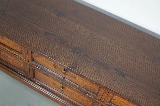 Image 1 of Armoire de pharmacie/classeur ancienne en chêne français, avec portes à charnières, début du XXe siècle