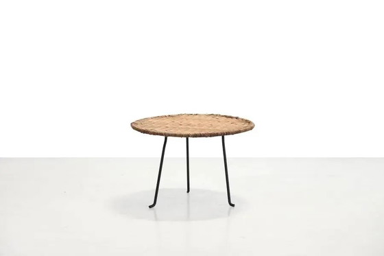 Runder Beistelltisch aus Rattan von Raoul Guys – Beistelltische, Wicker, Vintage (photo 5 of 5)