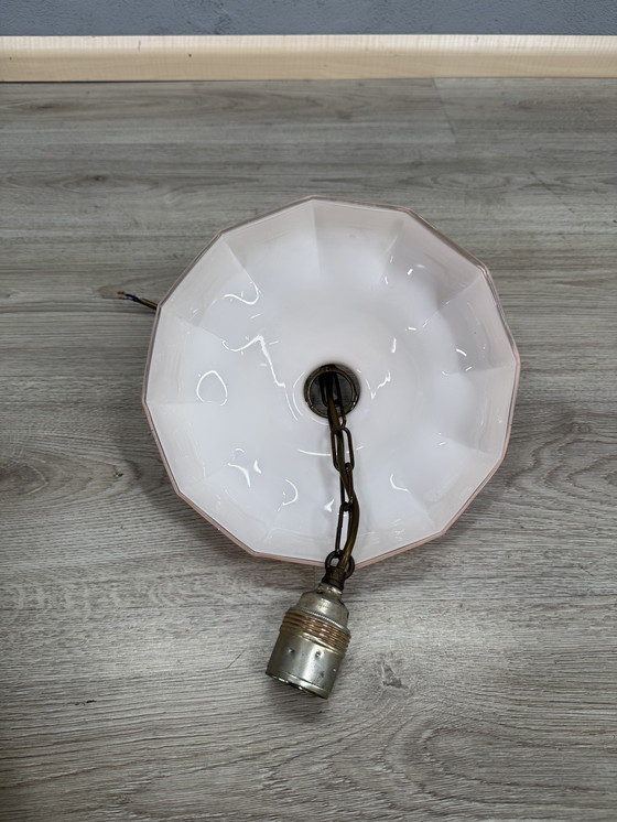 Image 1 of Lampada a sospensione antica Art Déco: vetro elegante e atmosfera senza tempo