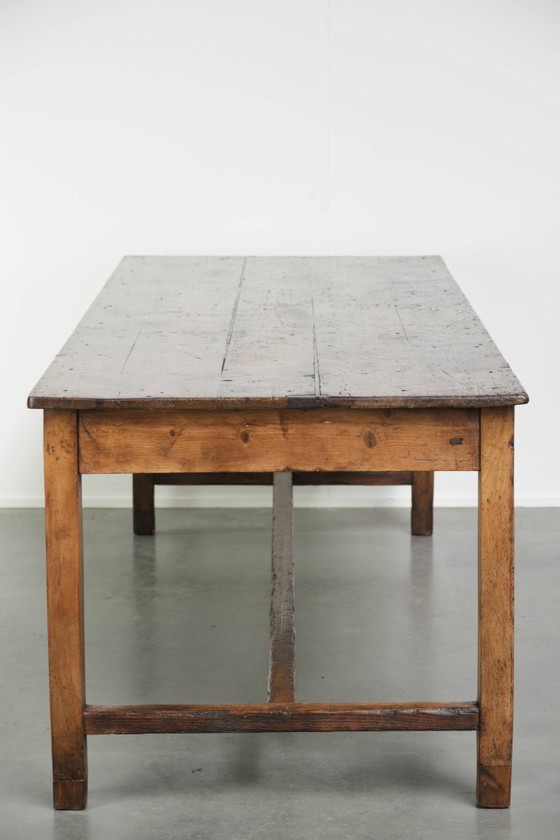 Image 1 of Franse antieke boeren eettafel uit de 19e eeuw van grenenhout