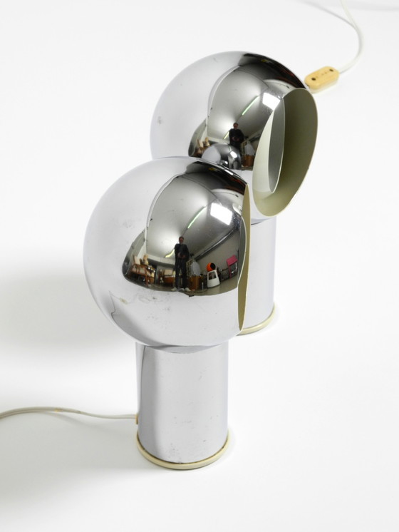 Image 1 of Paar schöne große Mid Century Space Age Chrom Tischlampen - Made in Italy