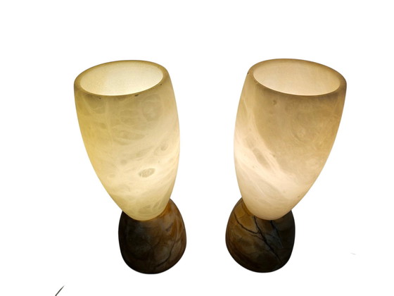 Image 1 of A. Pegasan - Tischlampen (2) - Alabaster - Spanien - 80er Jahre