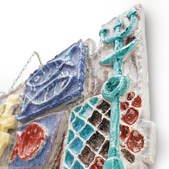 Image 1 of Glazed Ceramic Panel with a Marine Theme, 1960s