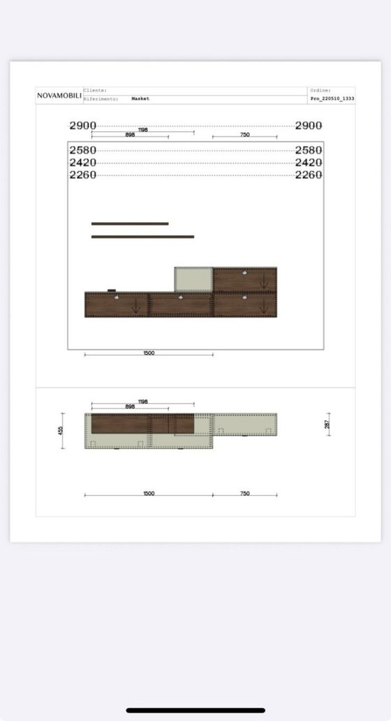 Image 1 of Set di mobili di design Novamobili – Legno marrone scuro e grigio | Come nuovo