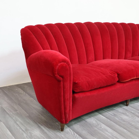 Image 1 of Sofá Art Déco Guglielmo Ulrich con diseño original de terciopelo de la década de 1940