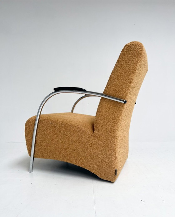 Image 1 of Poltrona Woood Halifax appena rivestita in tessuto teddy