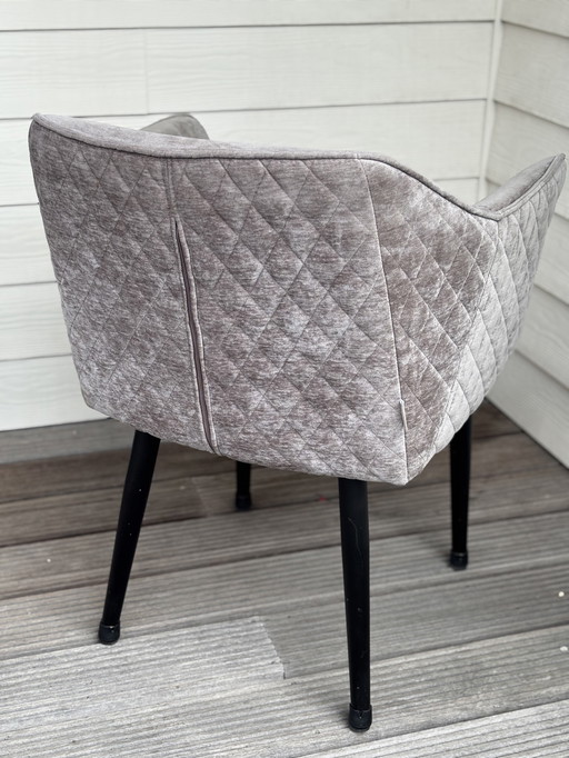 6 Chaises de salle à manger velours Taupe
