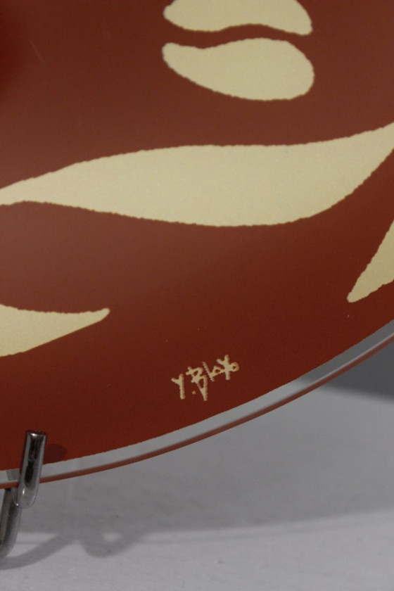 Image 1 of Yves Blayo grande piatto decorativo in vetro design postmoderno Francia anni '90